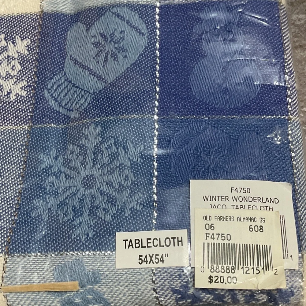 Festive Blue and White Snowman Tablecloth
